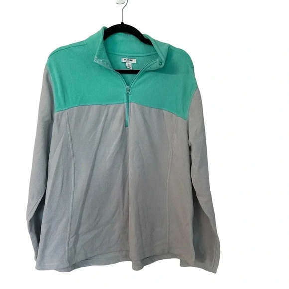 Old Navy Women’s Long Sleeve 1/4 Zip Aqua & Gray Fleece Pullover Sz XXL GUC - Picture 1 of 6
